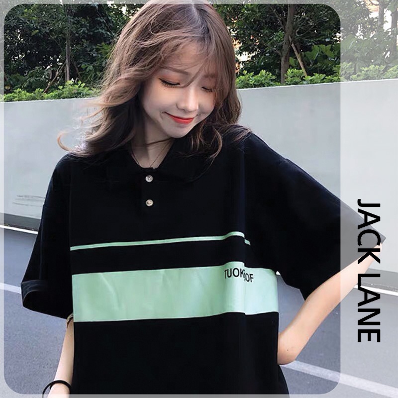 Áo Polo oversize POOF, JACKLANE, áo thun form rộng nam nữ cộc tay unisex Jack Lane