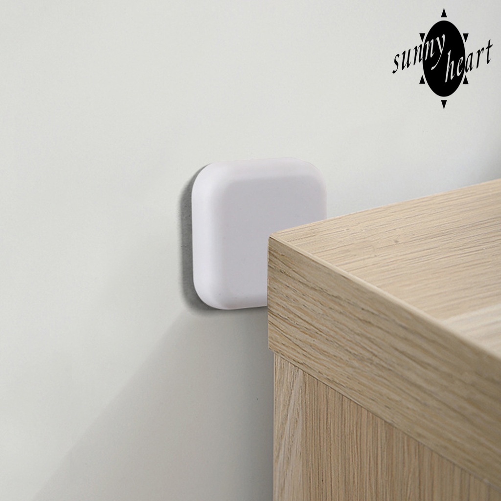 Set 4 Miếng Chặn Cửa Chống Sốc Hình Vuông Bằng Silicon Tự Dính Màu Trơn