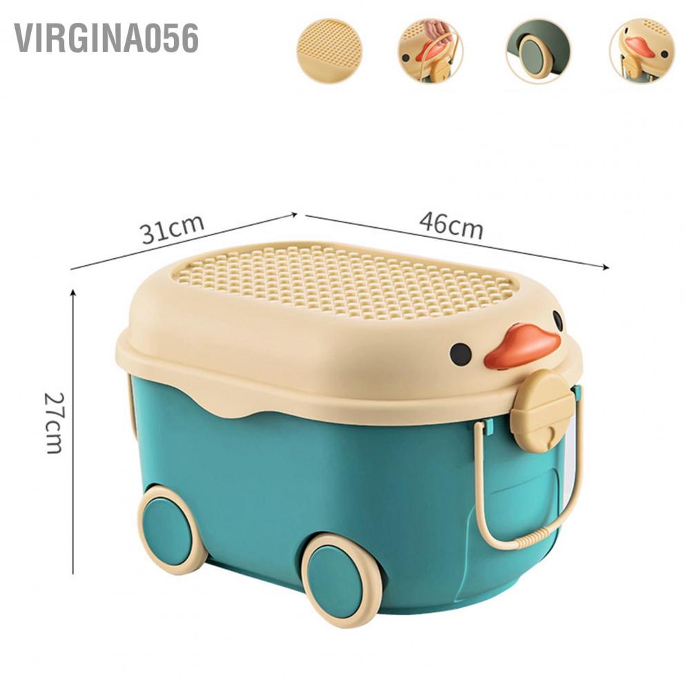 Có thể bán buôn Hộp đựng đồ chơi Đa năng Vịt dễ thương quần áo bằng nhựa có bánh xe cho trẻ em Hàng giao ngayVirgina056