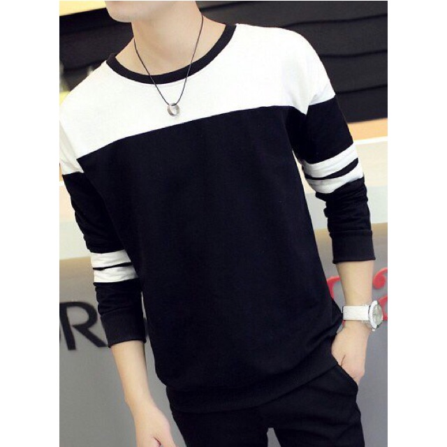 Áo thun nam tay dài cổ tròn phối màu vải đẹp mát tigershop Tgs076