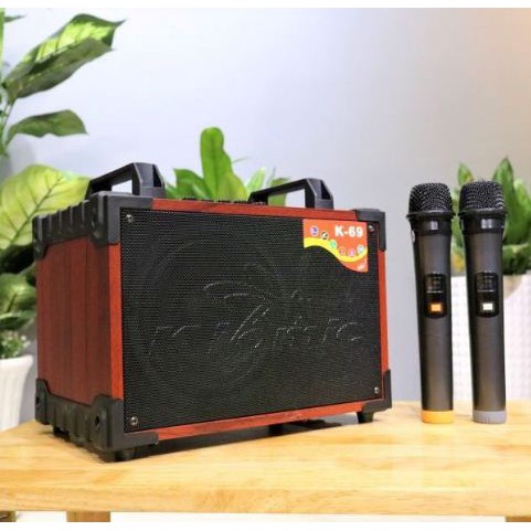 LOA KARAOKE TẶNG KÈM 2 MICRO KHÔNG DÂY SIÊU XỊN K69