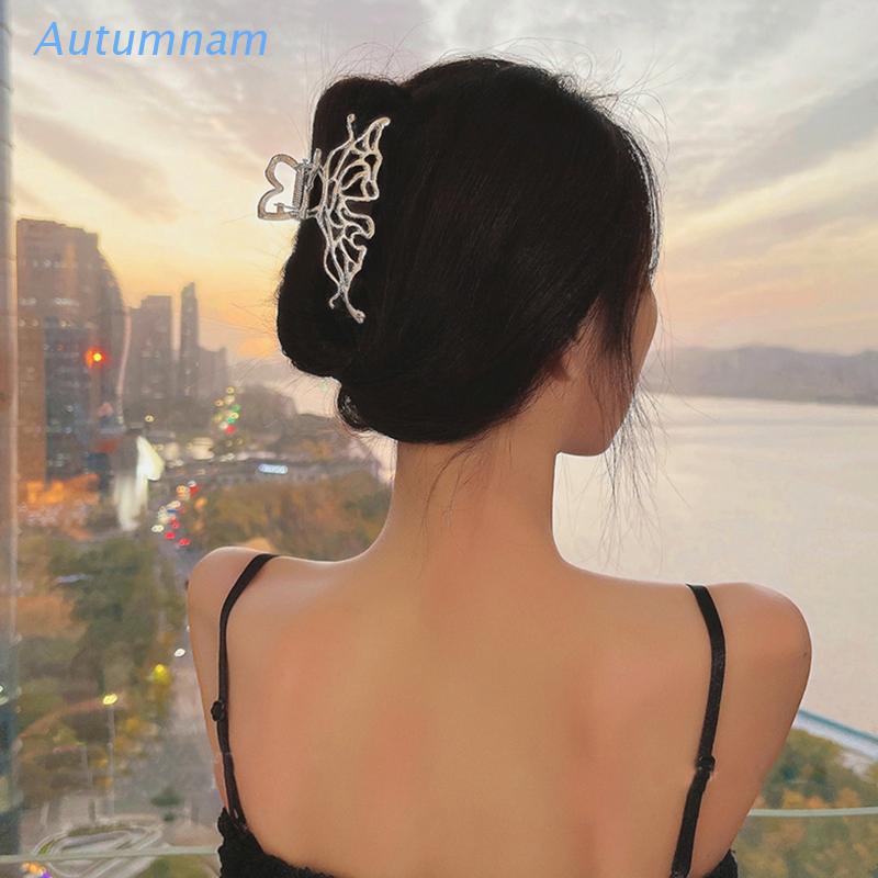 Kẹp Tóc Càng Cua Dày Dặn Màu Bạc Hình Cá Mập Rỗng Không Trượt Màu Bạc Cho Nữ