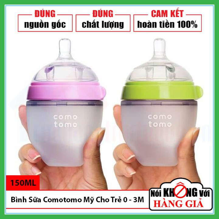 [Lựa Chọn Thông Minh]Bình sữa silicone Comotomo 150ml cho trẻ trên 6 tháng tuổi