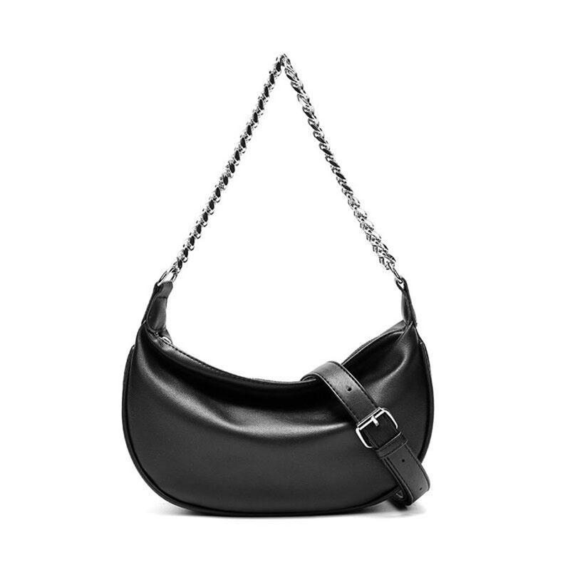 Túi xách IELGY hình bán nguyệt phối dây xích phong cách retro dành cho nữ