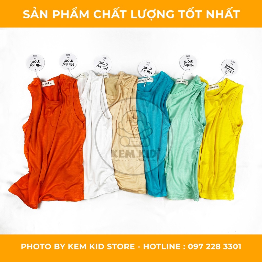 Bộ Minky Mom Ba Lỗ Trơn, vải thun lạnh siêu mát, mềm mịn thấm hút mồ hôi cho bé MKTHUNBL130WH