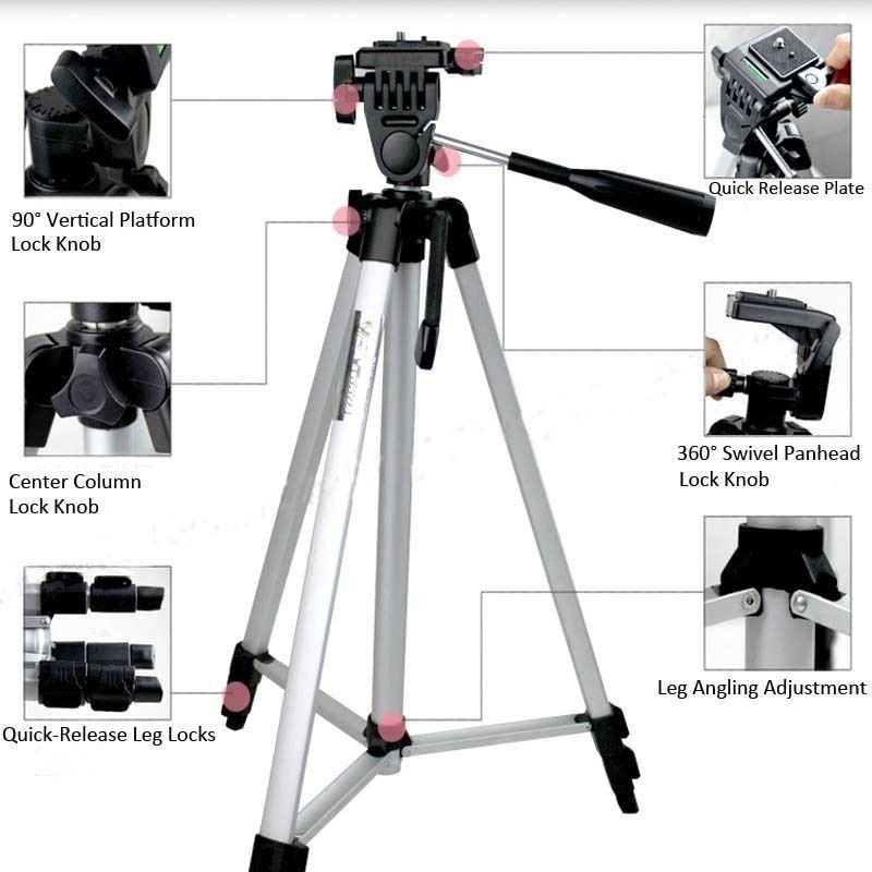 Chân máy ảnh chuyên nghiệp cỡ lớn Tripod 330A cho máy ảnh máy quay phim và điện thoại - nhôm siêu nhẹ siêu bền