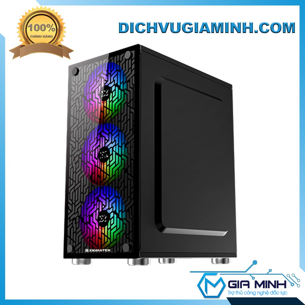 Vỏ Case Thùng Máy Tính Xigmatek NYX 2 Mặt Kính Cường Lực Quạt Rainbow RGB - Hỗ trợ Mainboard Micro ATX