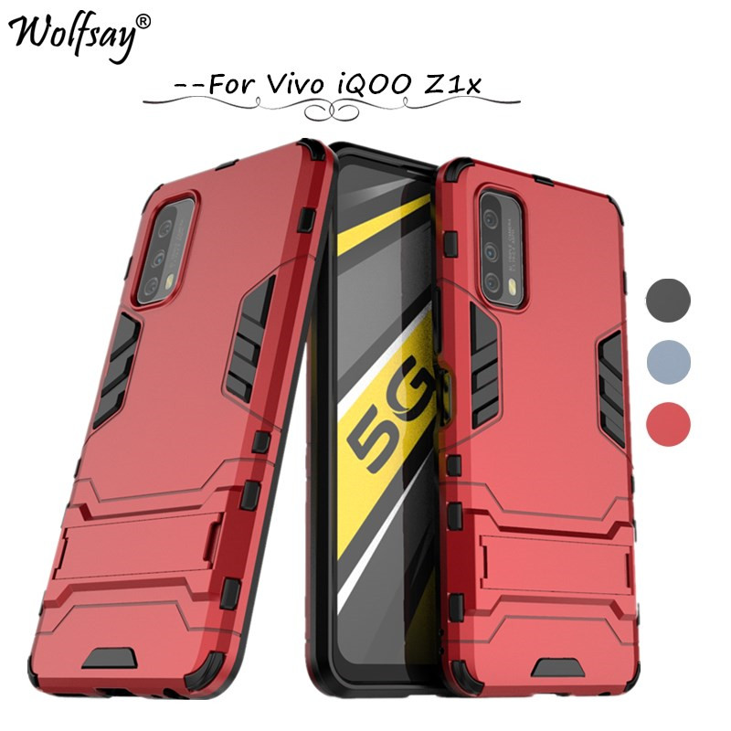 Ốp lưng giáp cứng có chân chống ngang cho điện thoại Vivo iQOO Z1x