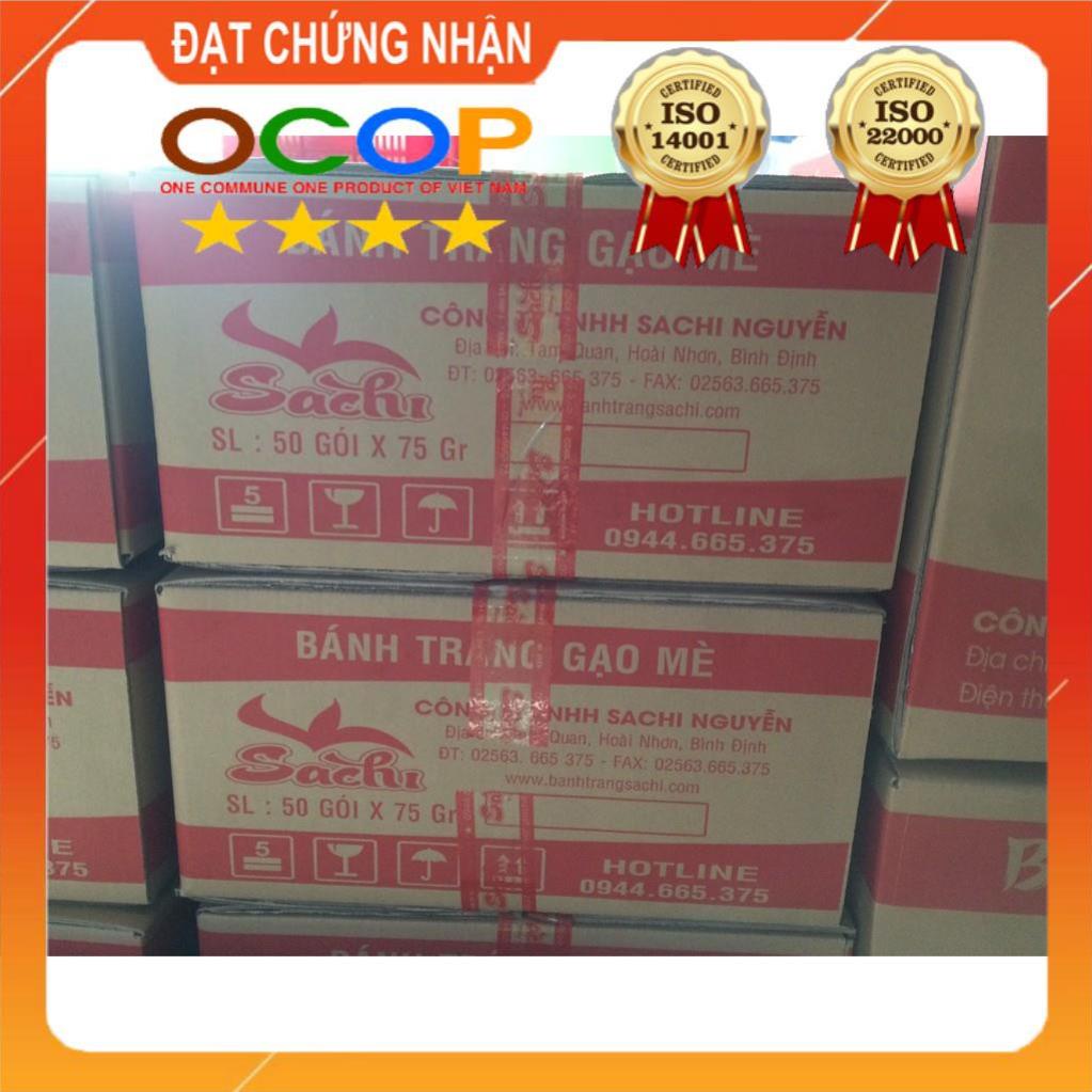 Thùng bánh tráng gạo mè nướng sẵn Sachi 50 gói*75gr