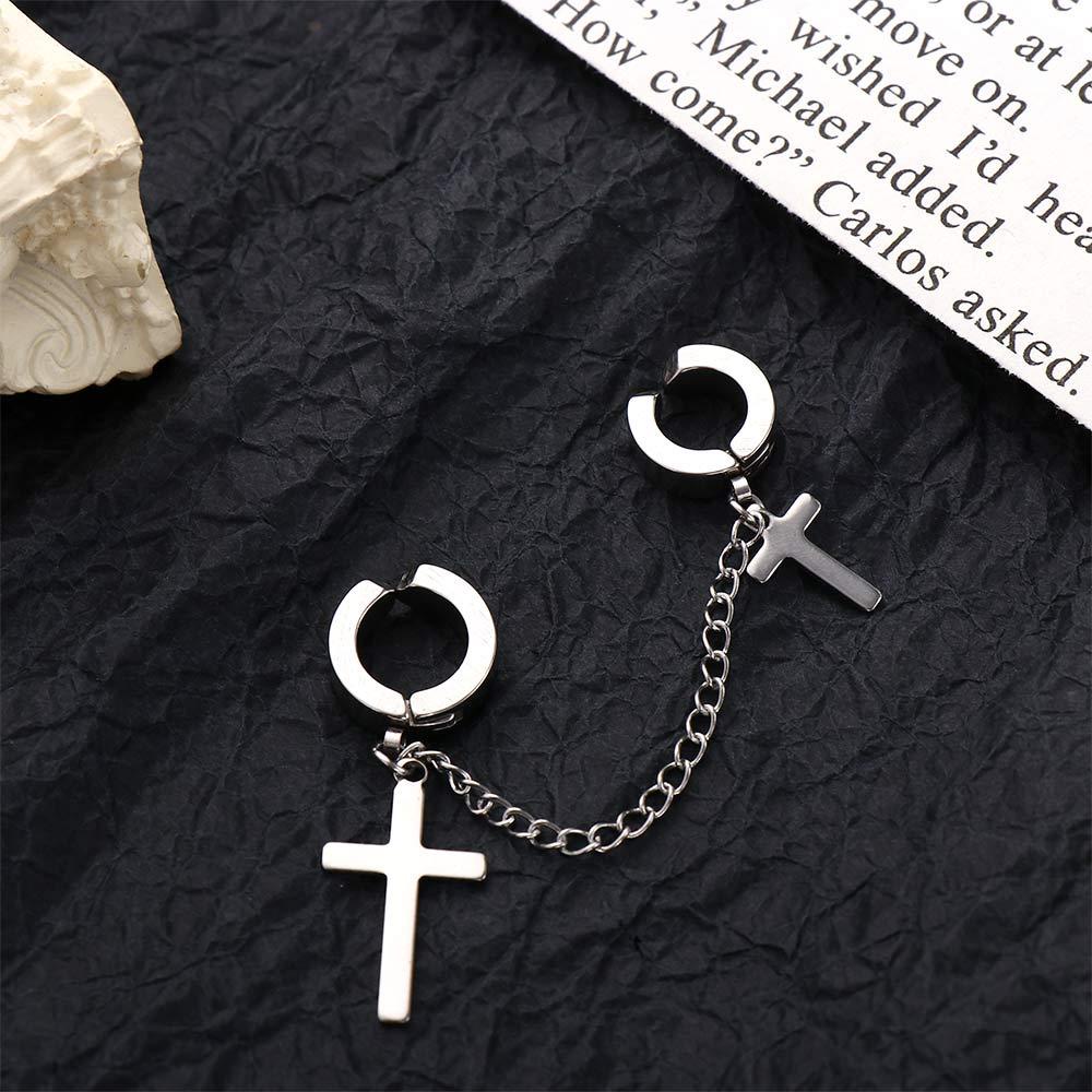 Bông Tai Dạng Kẹp Dây Xích Bằng Thép Titan Phong Cách Punk Hip Hop Cho Nam &amp; Nữ 2life