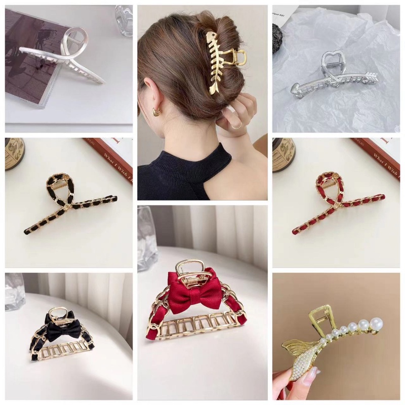 Phụ nữ Hàn Quốc Thời trang dễ thương Kẹp tóc hợp kim lớn