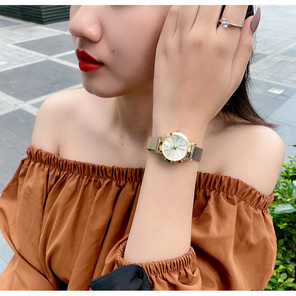 Đồng hồ nữ Julius Hàn Quốc JA-732D dây thép (Vàng)
