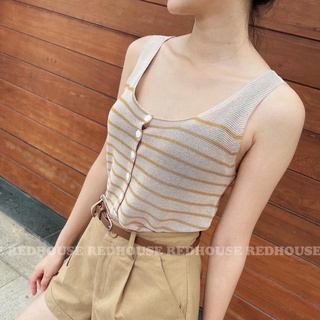 Áo len móc ba lỗ kẻ ngang