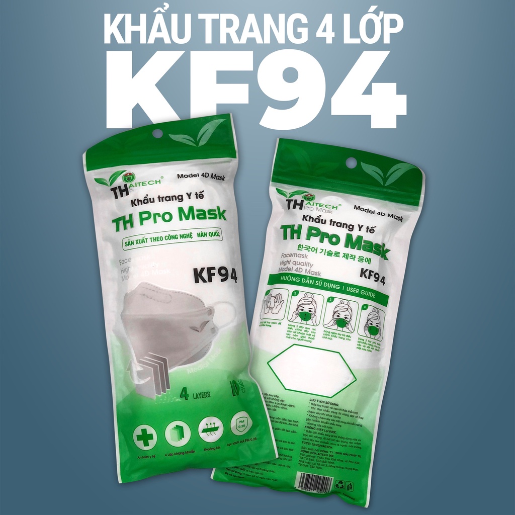 [Túi 10 chiếc] Khẩu trang KF94 4D - 4 lớp công nghệ hàn quốc (2 mẫu bao bì)