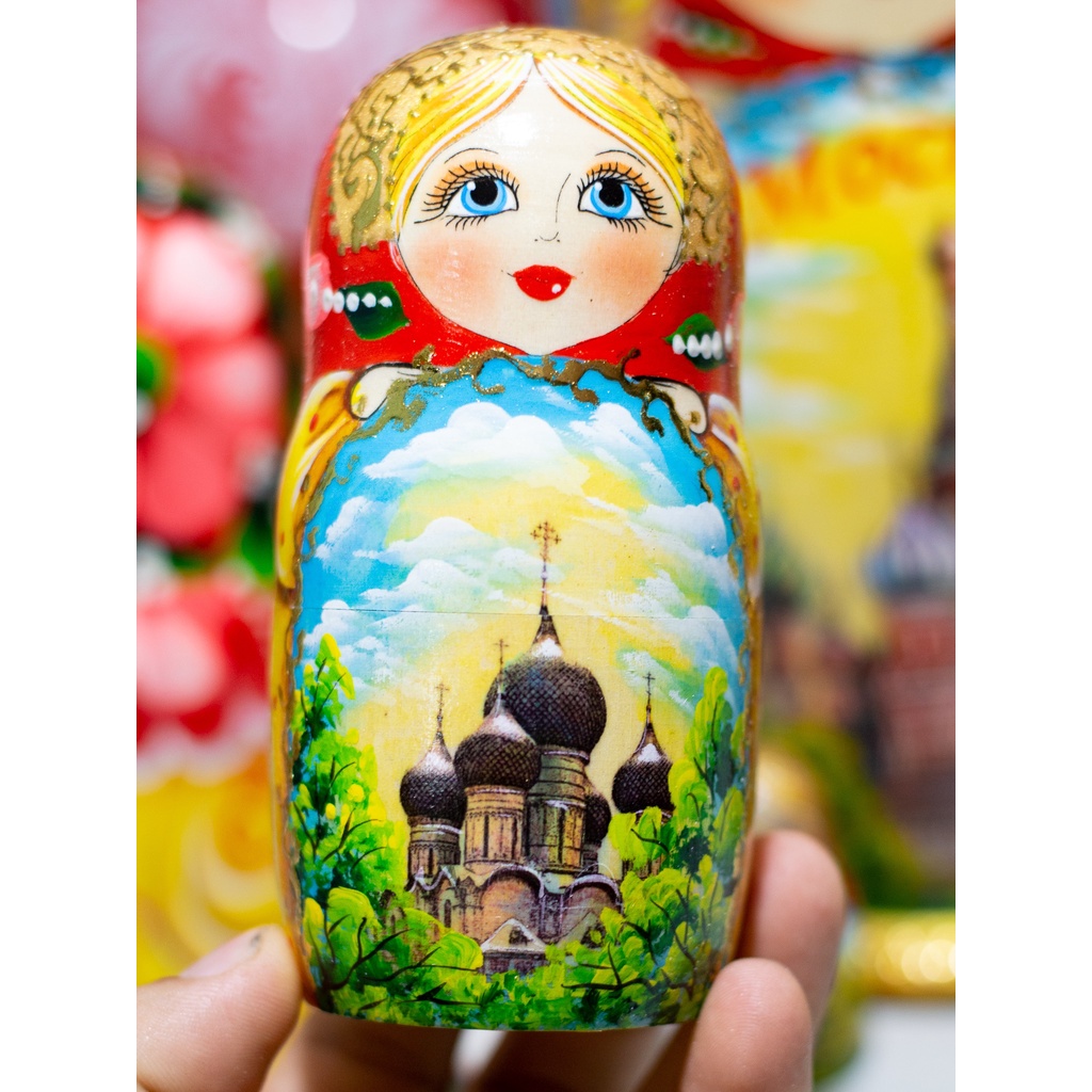 (CÓ VIDEO CỰC ĐẸP) BỘ BÚP BÊ NGA MATRYOSHKA 10 LỚP &quot;PHONG CẢNH MATXCOVA&quot; CỰC ĐẸP VÀ SANG TRỌNG