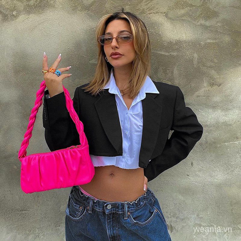 Thời Trang Áo Khoác Tay Dài Màu Trơn Thiết Kế Thanh Lịch