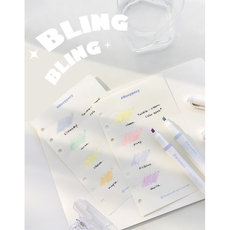 Bộ bút highlight kim tuyến Twinkle trang trí sổ tay bullet journal