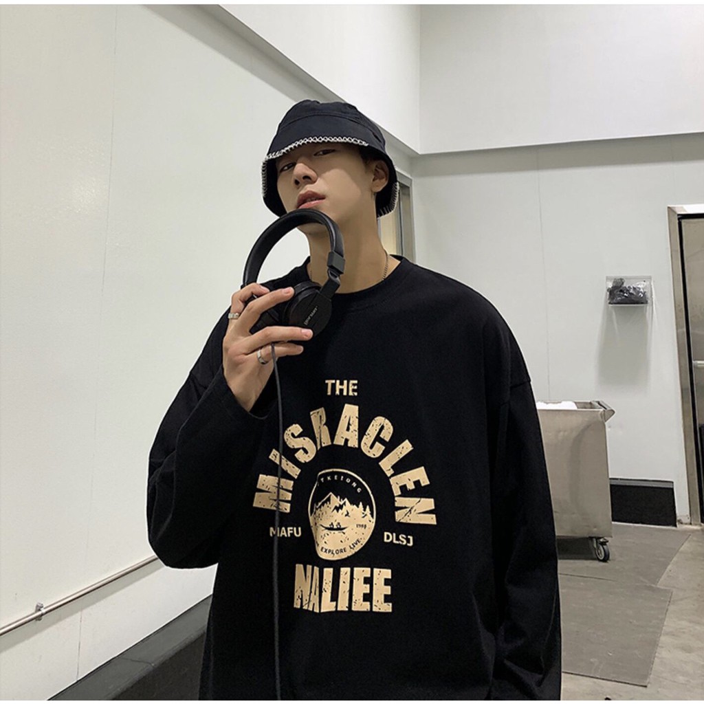 Áo thun tay dài nam nữ form rộng 2N Unisex phông cotton in Naliee màu xanh/trắng/đen