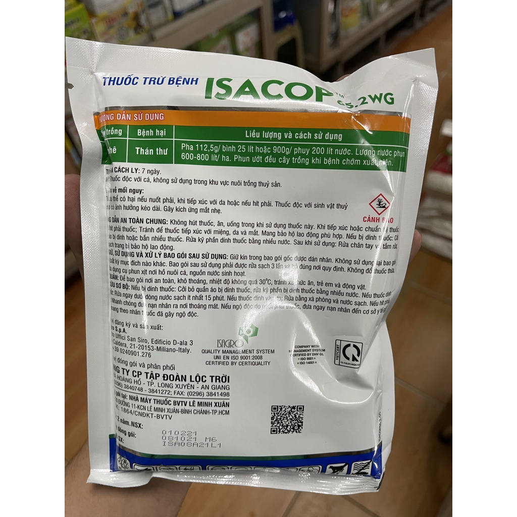 ISACOP 65.2WG  PHÒNG TRỪ NẤM HỒNG, RỬA RONG, VI KHUẨN CHO CÂY TRỒNG