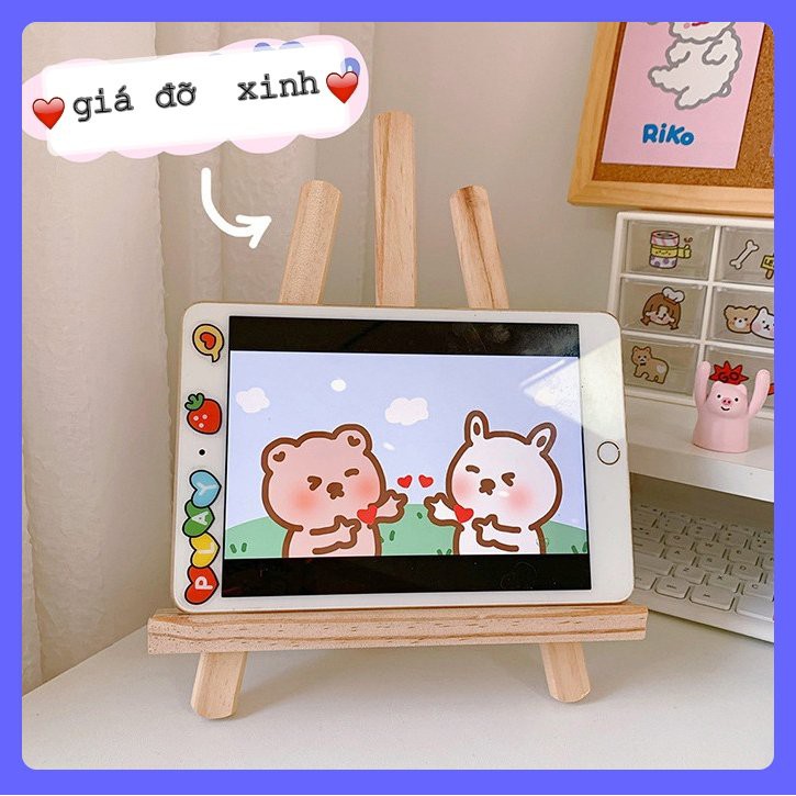 Giá chống đứng đỡ điện thoại ipad để bàn, chất liệu gỗ cao cấp bền bỉ, kiểu dáng vintage xinh
