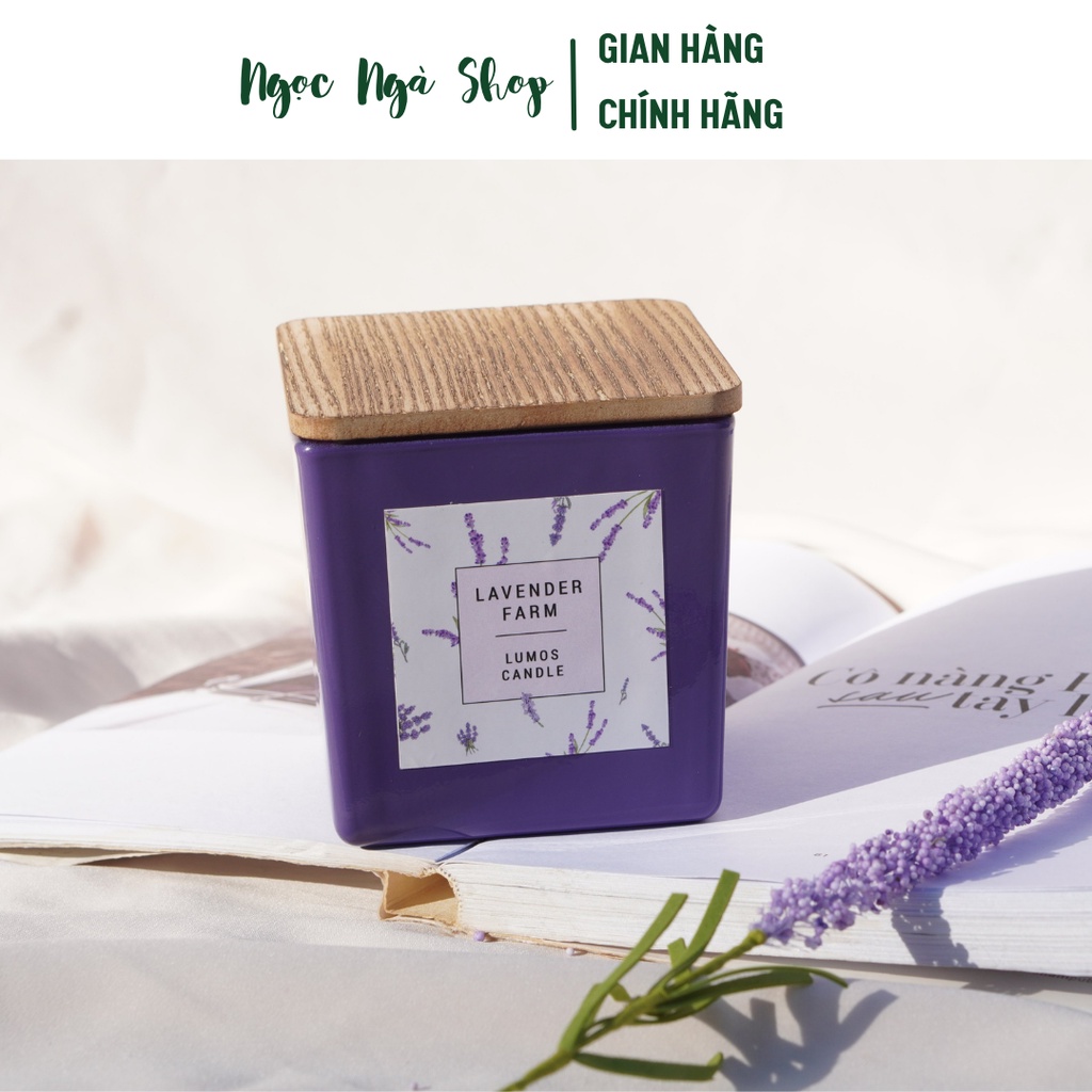 Nến Thơm Cao Cấp Lumos  Lavender Farm (hoa lavender tươi, cúc la mã)– NT05- Nến trang trí - Đạt tiêu chuẩn Quốc Tế