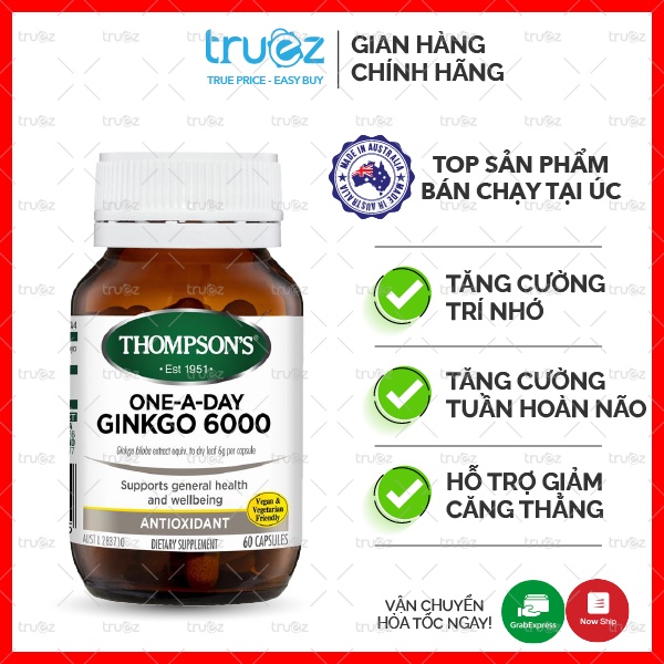 Bổ não tăng cường trí nhớ [Úc] Ginkgo Biloba 6000mg Thompson's [Chính hãng]