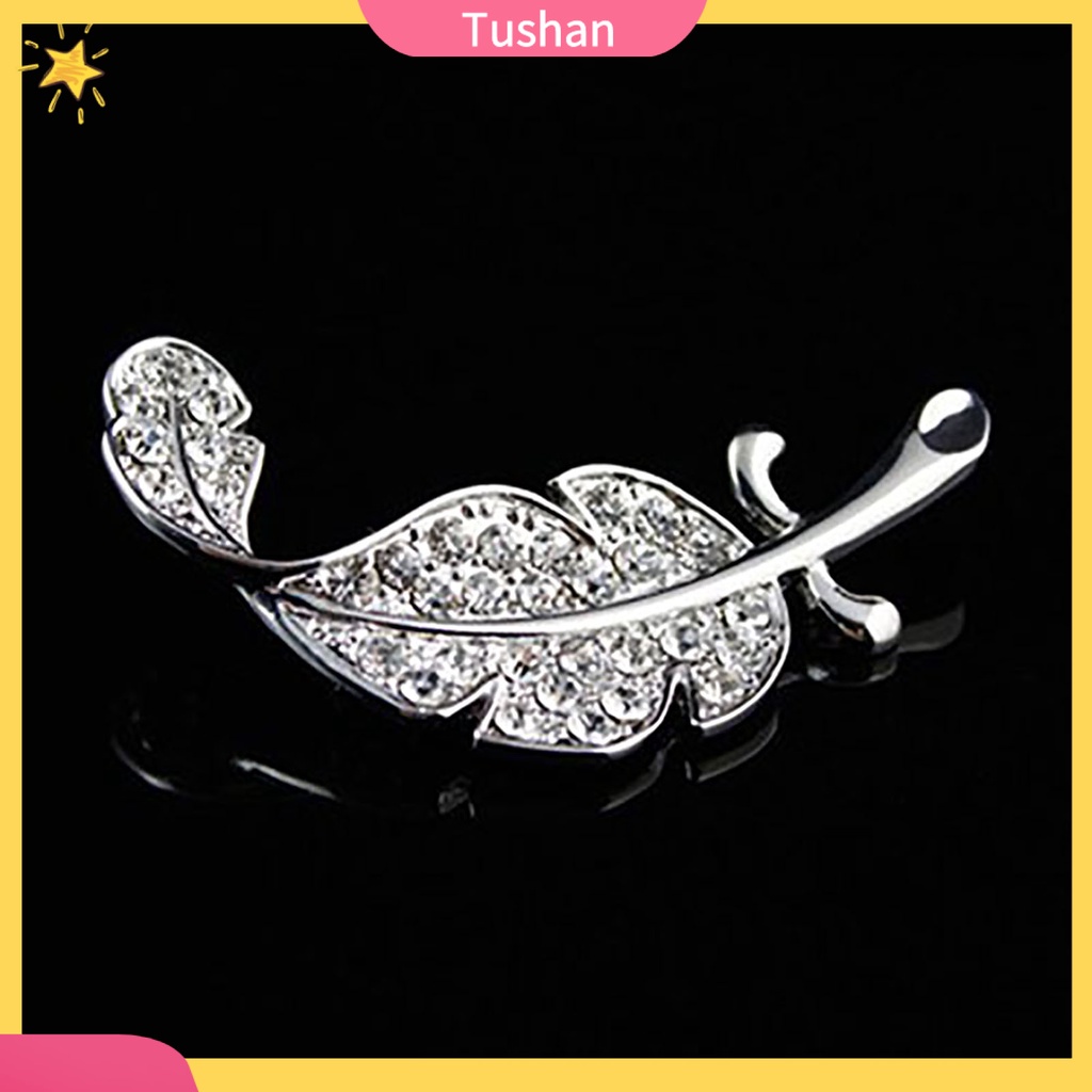 Trâm Cài Hình Chiếc Lá Bằng Bạc Đính Đá Thời Trang