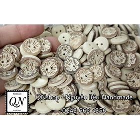 cúc gỗ in hình hoa 12mm