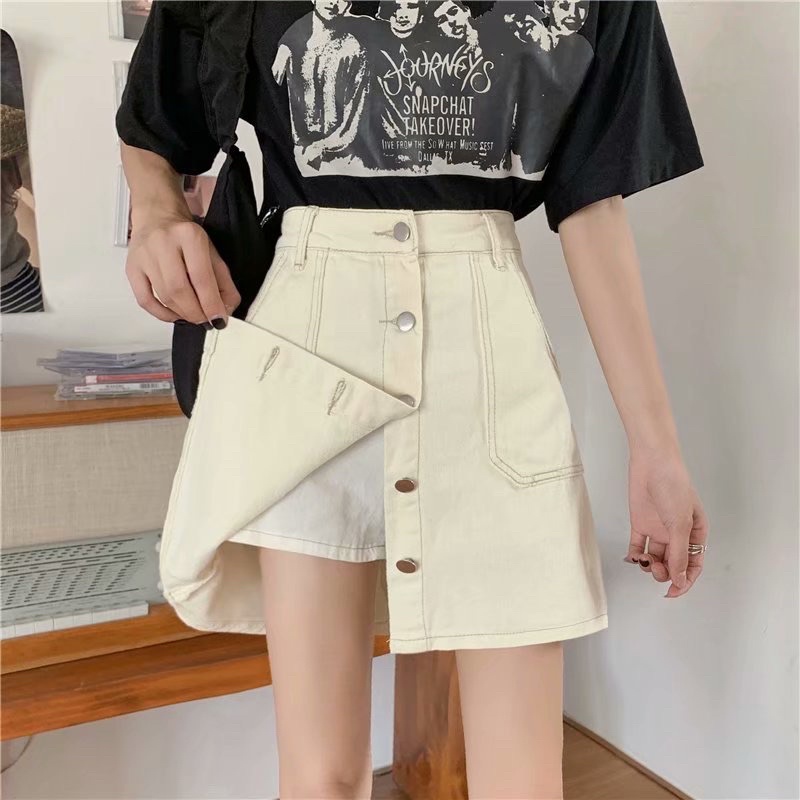 Chân váy chữ A bigsize Ansu cài nút có quần lót trong siêu xinh