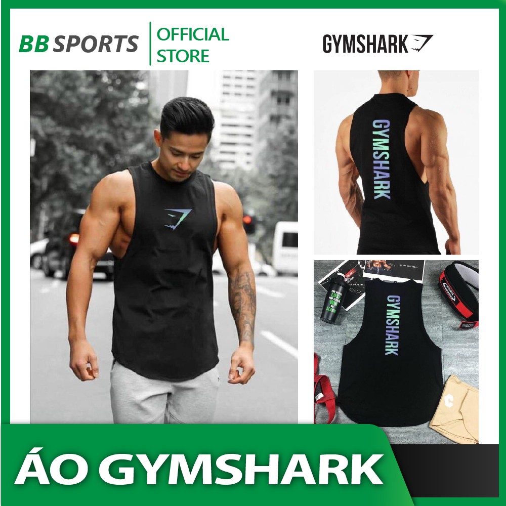 (Có Video) [100% cotton, logo phản quang 7 màu] Áo Tanktop tập Gym - Áo ba lỗ Gymshark - BB SPORTS