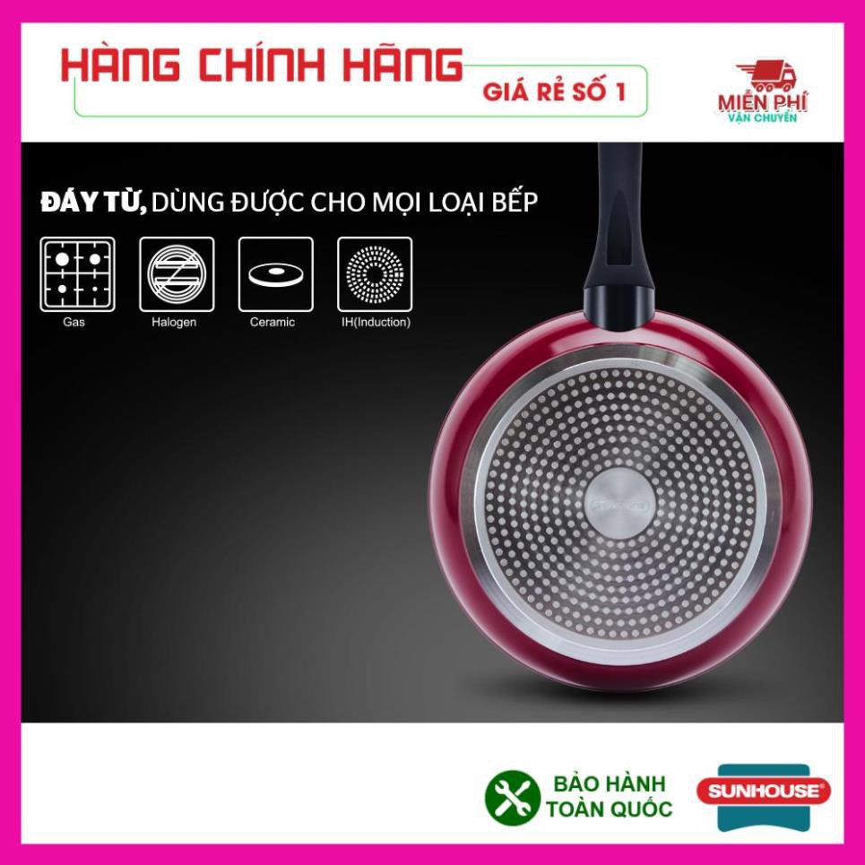 CHẢO ĐÁ HOA CƯƠNG ĐÁY TỪ SUNHOUSE 24CM, 28CM, 30CM [SFP24B, SFP26B, SFP28B], CHẢO ĐÁ HOA CƯƠNG CHỐNG DÍNH, KHÁNG KHUẨN.