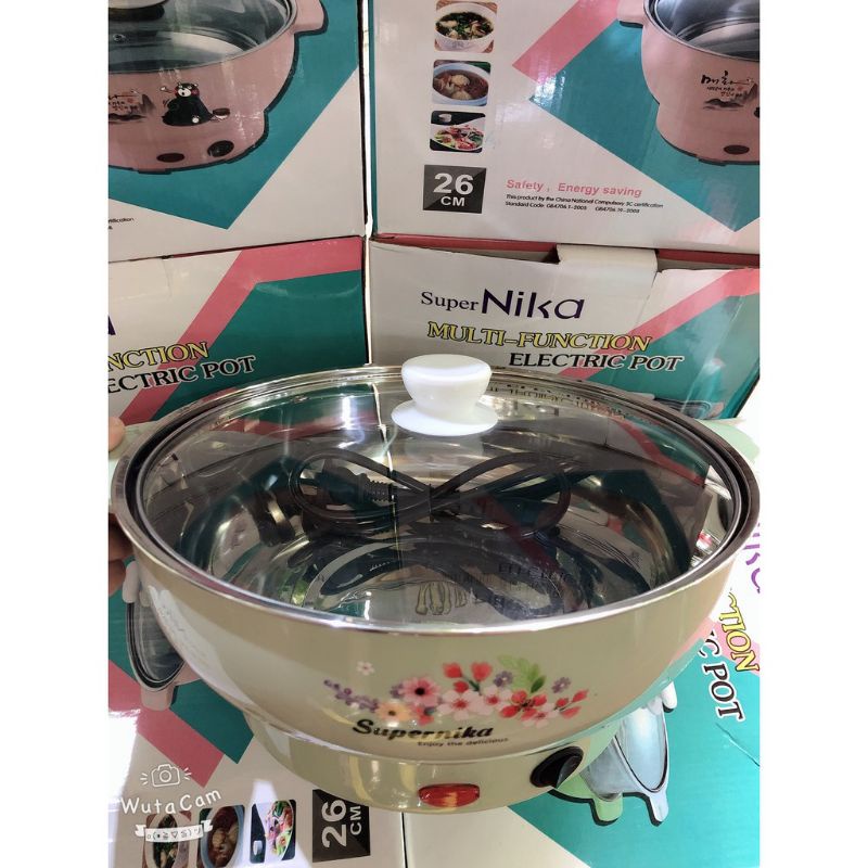 Nồi Lẩu Điện Mini, Ca Nấu Mì COOKING POT Size 26 -28 Đa Năng. Không Kèm Hấp Bảo Hành 6 Tháng