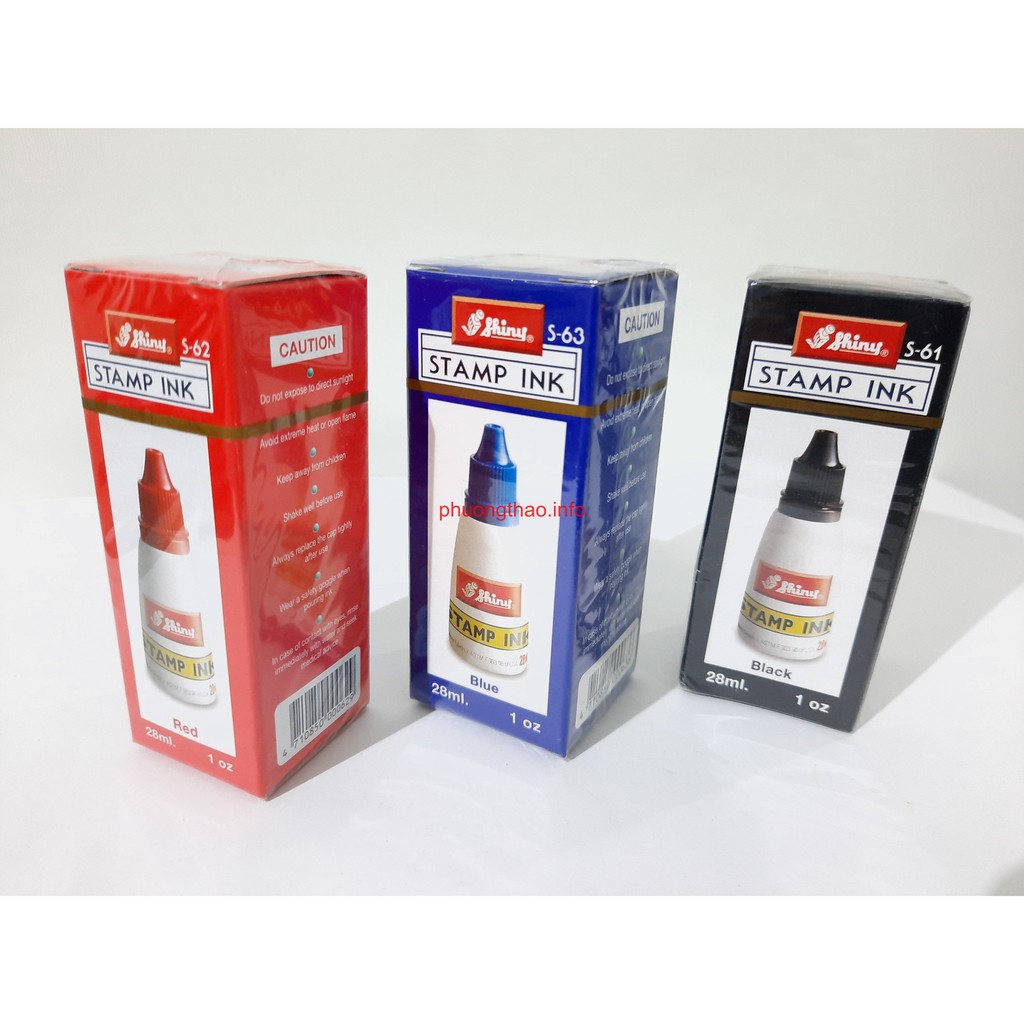 Mực dấu Shiny 28ml,mực dấu đỏ,mực dấu xanh,mực dấu đen