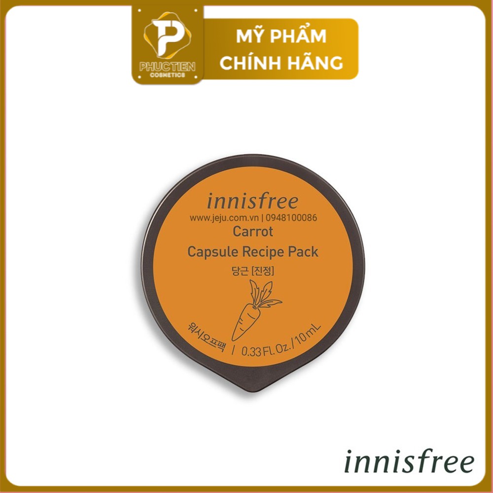 Mặt Nạ Ngủ Dưỡng Da Dạng Hủ innisfree Capsule Recipe Pack Carrot 10ml