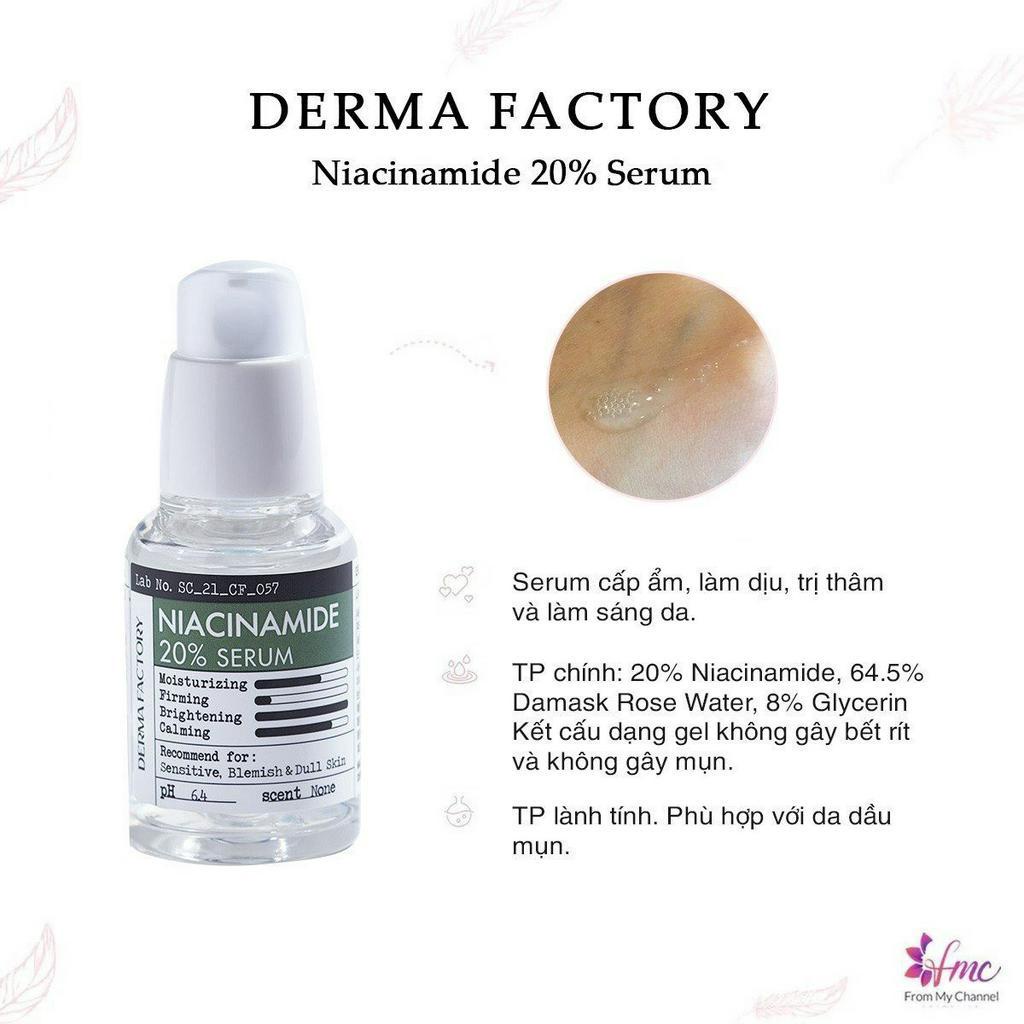 Tinh chất Derma Factory Niacinamide 20% 30ml + Tặng 1 túi chườm giảm đau bụng
