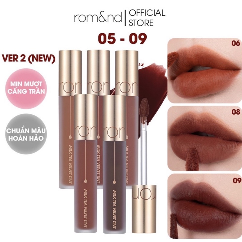 Son Kem Lì Mịn Mượt Romand Milk Tea Velvet Tint Ver 2 4.4g
