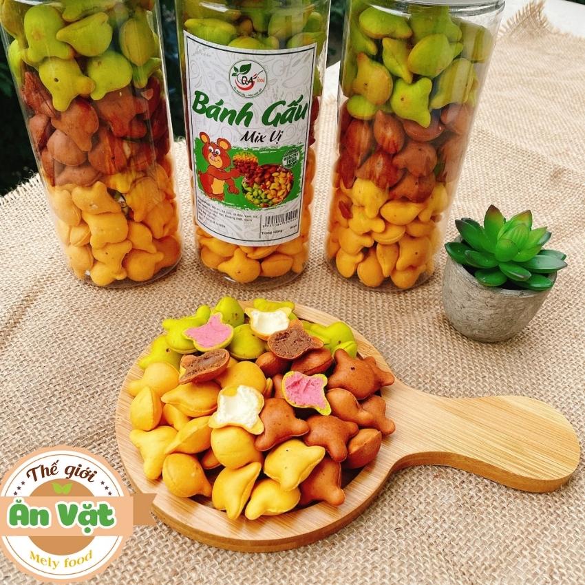 Bánh Gấu Nhân Kem Sữa Mix 3 vị hũ 450 gr Thơm Ngon Béo Ngậy