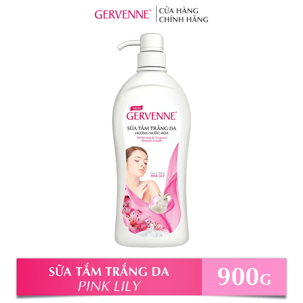 Combo 2 Sữa tắm Trắng da Hương nước hoa Gervenne: 1 Green Lily + 1 Pink Lily (900g/chai)