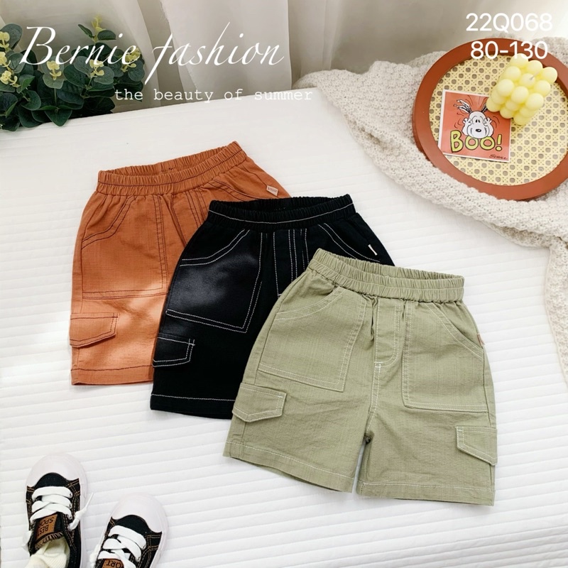 _Quần sooc linen Trần chỉ Bernie cho bé trai 9 đến 23kg