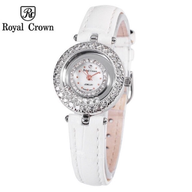 Đồng hồ nữ chính hãng Royal Crown 5308 Leather Strap Watch (Trắng)