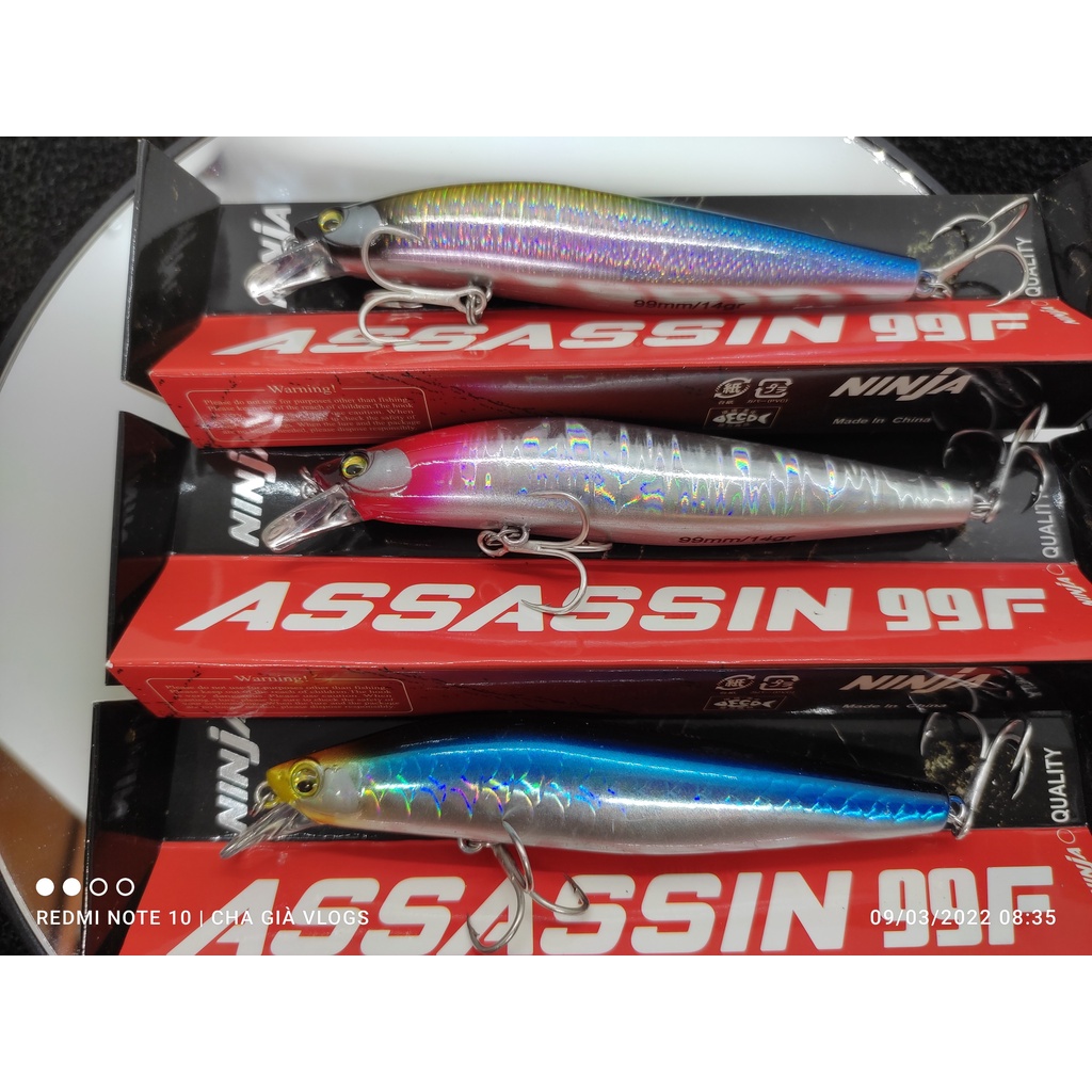 Mồi lure Ninja Assassin 99F chuyên câu lure cá chẽm, hồng, mú, nhồng - 9.9cm 14gr ĐỒ CÂU CHA GIÀ VLOGS