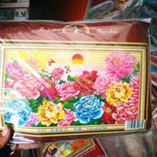 Tranh thêu chữ thập hoa mẫu đơn tuyệt đẹp kt 100*60cm(hình thật)