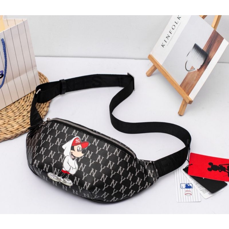 Túi chéo Mickey MLB, Túi bao tử nam nữ chống nước, hàng chuẩn từ nhà máy