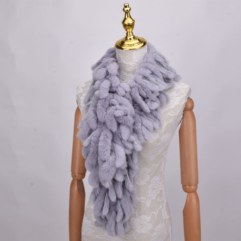 Khăn Choàng Dệt Kim Lông Thỏ Nhân Tạo Mềm Mại Màu Trơn Thoáng Khí Ấm Áp Thời Trang