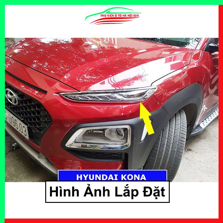 Ốp viền đèn pha hậu mạ crom Kona 2018-2022 chống trầy trang trí bảo vệ xe