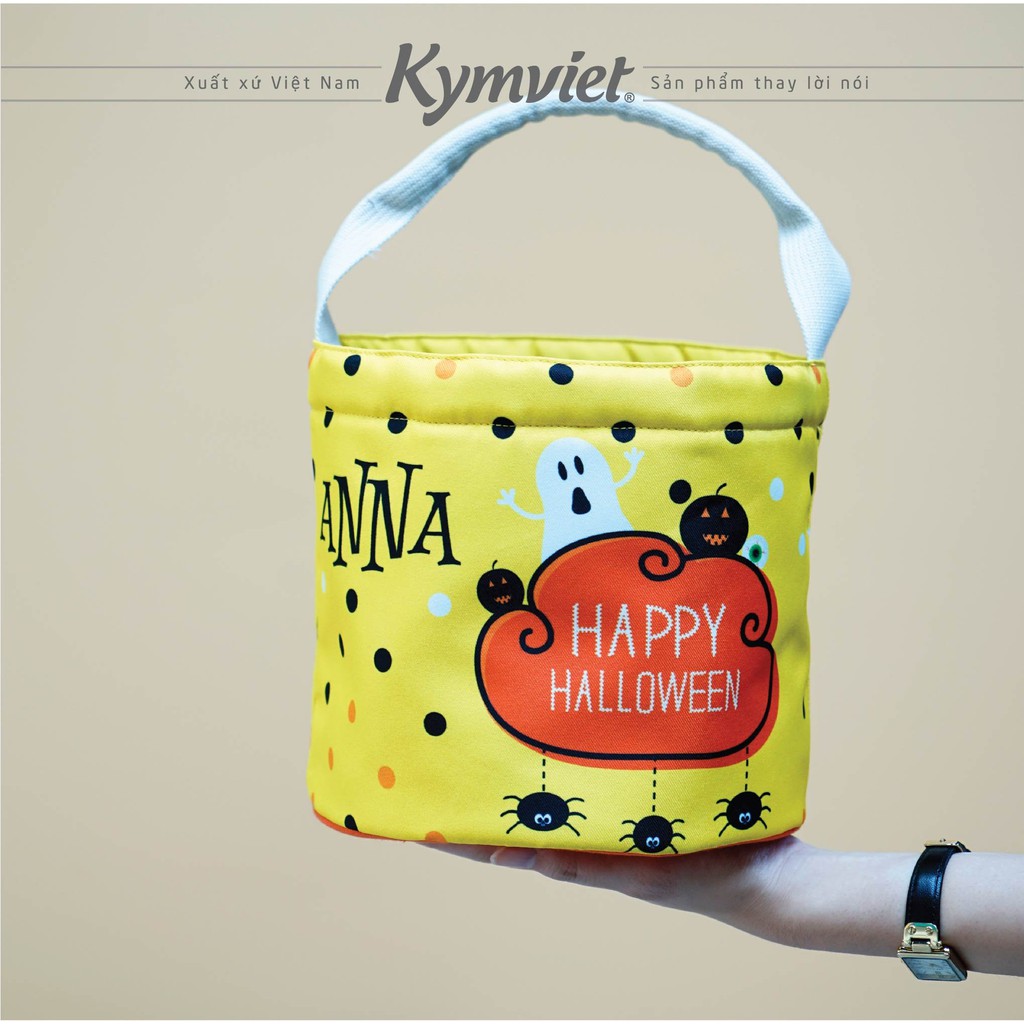 Túi Halloween KYMVIET Vải Canvas In Hình Đựng Kẹo, Đựng Đồ Chơi Cho Bé Craft