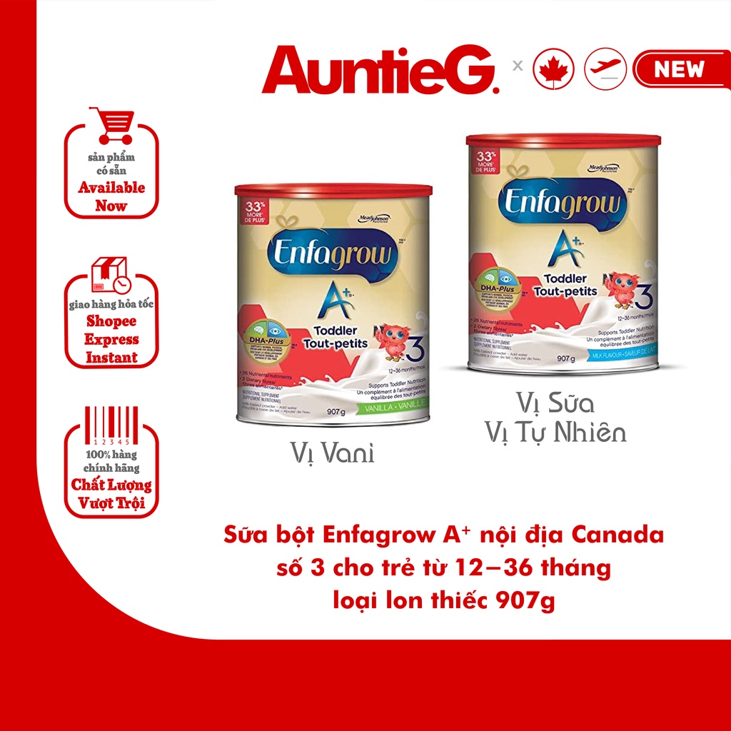 [Có sẵn] Sữa Enfamil Enfagrow A+ Canada số 3 màu đỏ lon 907g