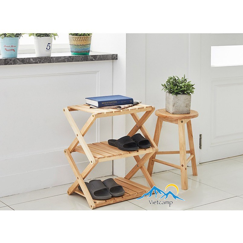 Kệ gỗ đa năng 3 tầng gỗ thông  - Có thể xếp gọn - Kích thước 60*31*63 - Bảo hành 12th