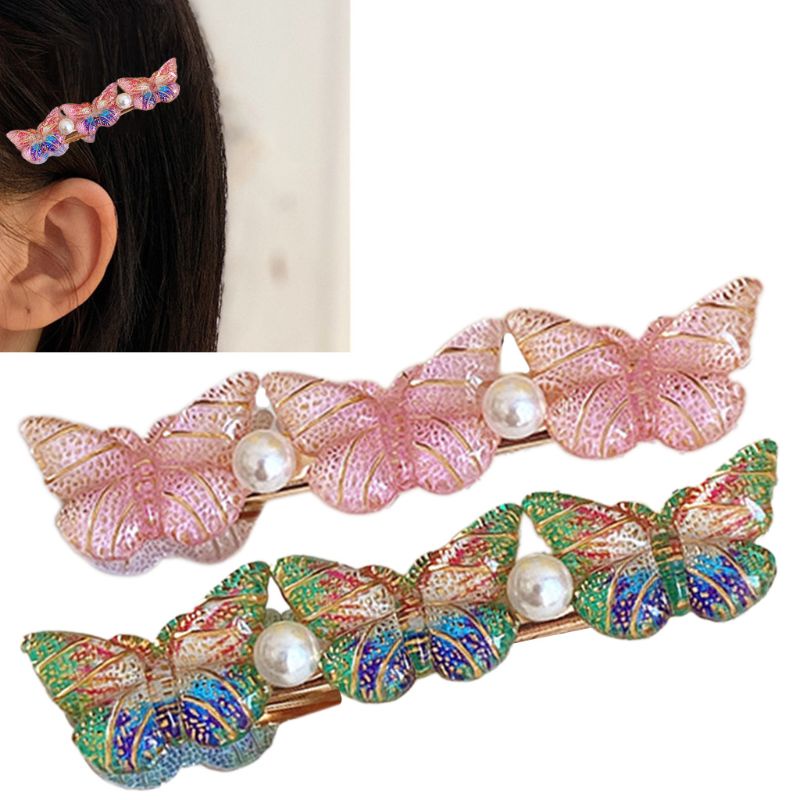 Kẹp Tóc Hình Bướm 3D Bằng Kim Loại Nhiều Màu Sắc Lấp Lánh Phong Cách Hàn Quốc Dành Cho Nữ