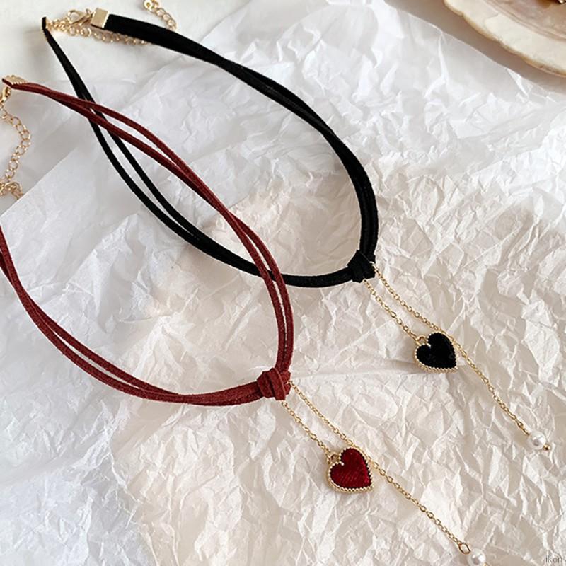 Vòng cổ choker nhung mặt ổ khóa trái tim phong cách gothic